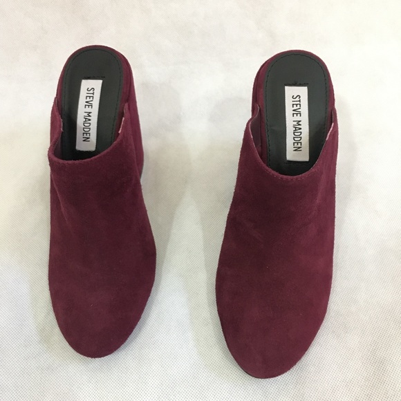 ✨Steve Madden burgundy suede heeled mules red 6.5 - Picture 2 of 7